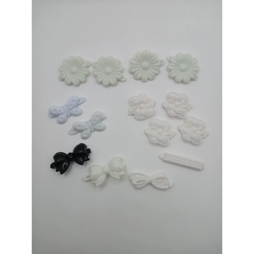 Lot 14 Vintage Childs Snap Tight Plastic‎ Hair Clip Barrettes Kids Goody White